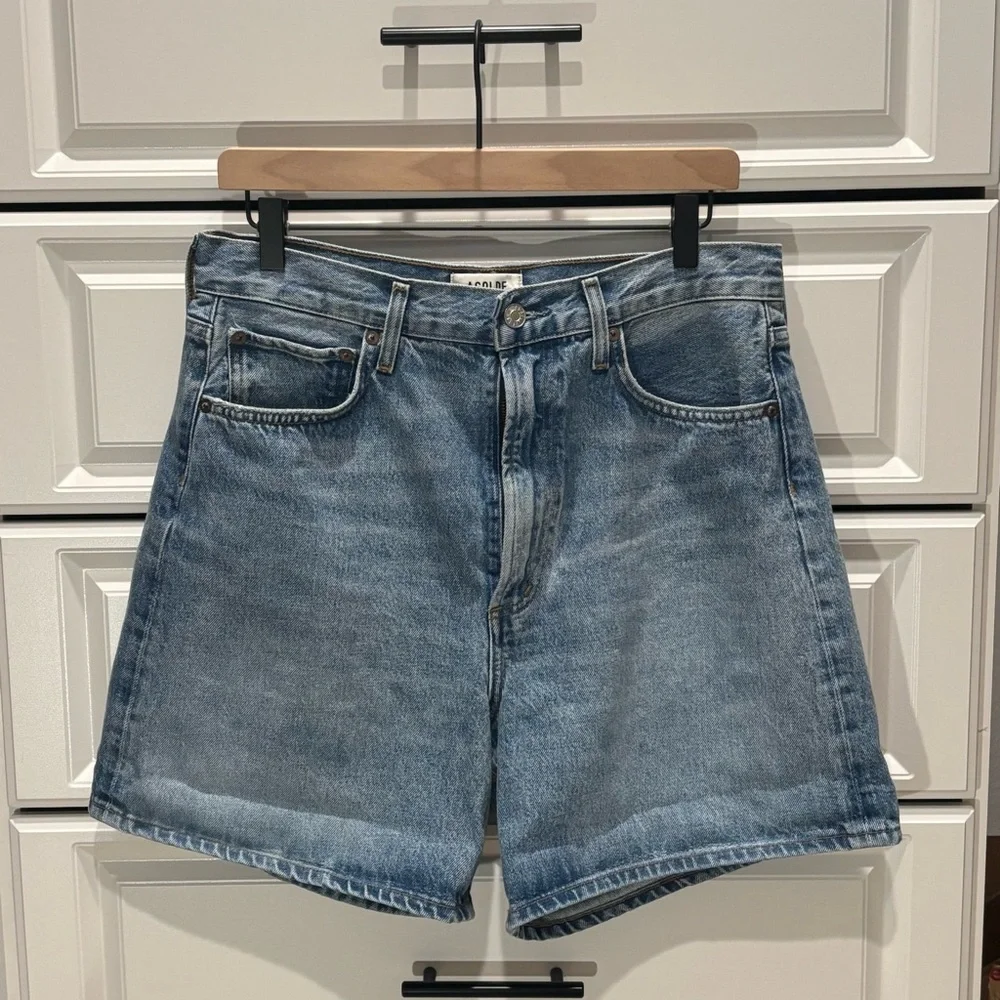 Agolde Stella Light Blue Jean Shorts - Picture 4 of 8